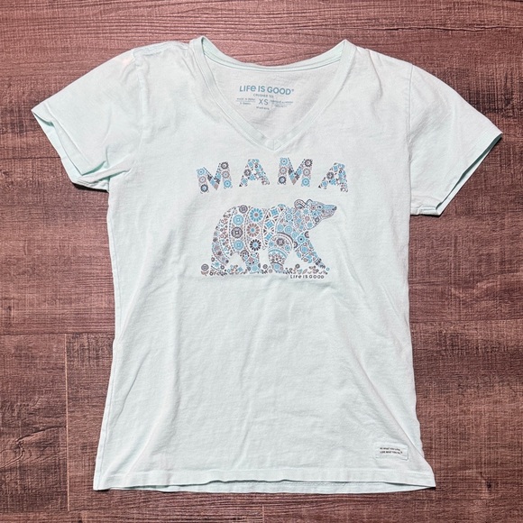 Life Is Good Tops - Life Is Good Light Blue Mama Bear Tee